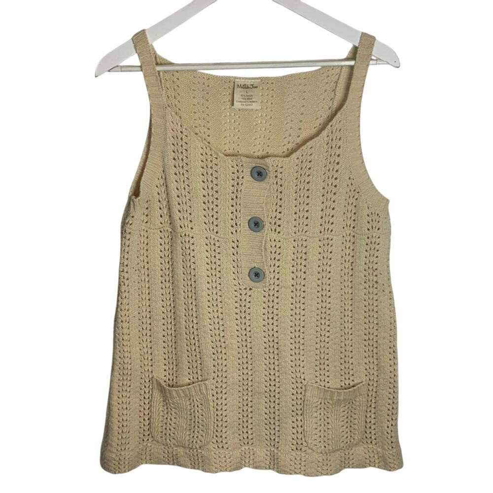 Matilda Jane Field Trip The Vest Knit Crochet Sweater Top W-081 Sz L